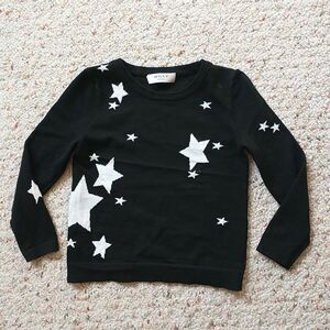 Milly Minis Sweater Girl 4 Black White Stars Print Long Sleeve Knit Lighweight